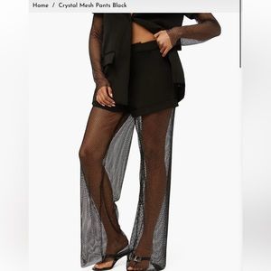 WeWoreWhat Crystal Mesh Suiting Pants